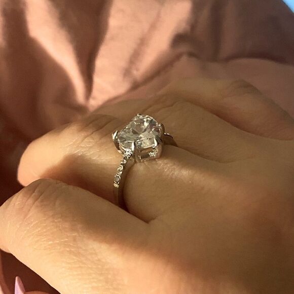 The Best seller!Delicate 925 Silver & CZ  Heart Ring sz 6 - Picture 9 of 15